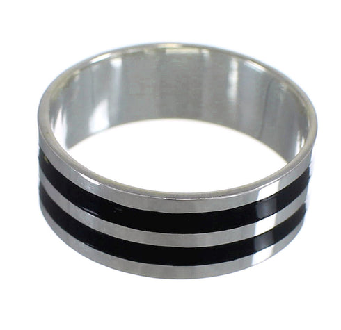 Southwest Authentic Sterling Silver Jet Jewelry Ring Size 8-1/2 AX89022